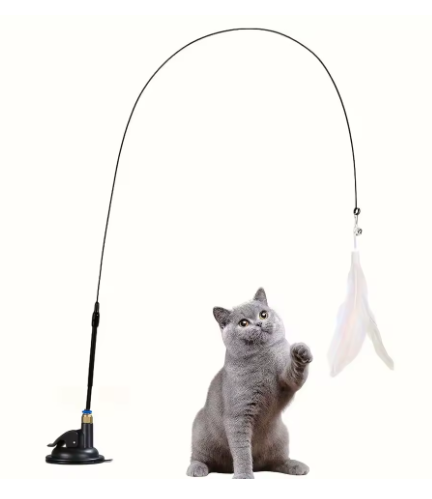 Varita Interactiva con Plumas y Ventosa para Gatos